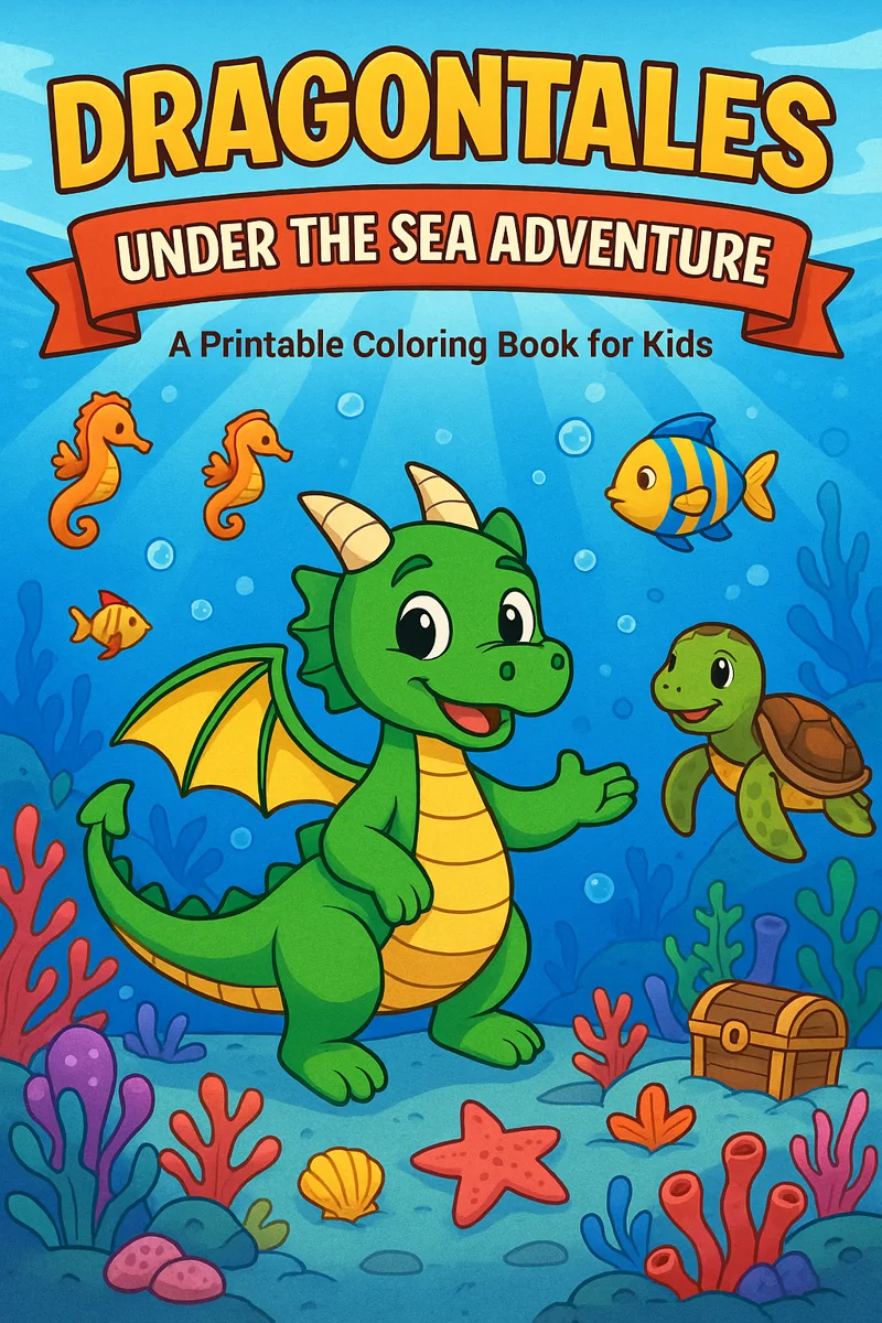 Dragontales Under the Sea Adventure printable coloring book cover